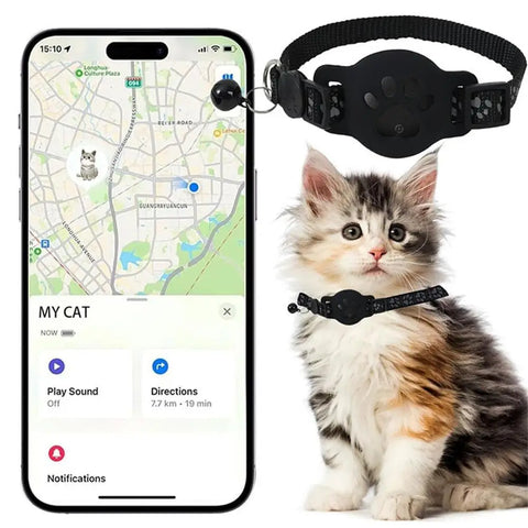 Cat Locator Collar Lightweight Adjustable Real Time GPS Tracking Outside Reflective Strips For Night Safety Enhance Pet Safety