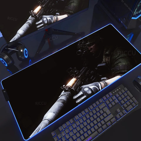 RGB Large Gaming Mouse Pad With Backlit Escape From Tarkov Mousepad PC Non-slip Rubber Desk Mat Computer Gamer Keyboard LED Rug
