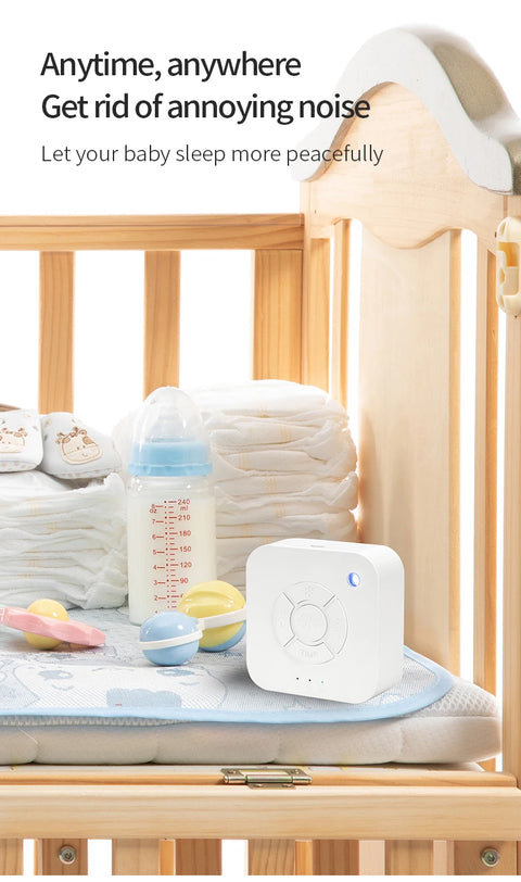 Baby White Noise Machine for Sleeping, Portable Sound Soother with 10 Relaxing Sounds, USB Rechargeable, Auto-Off Timer