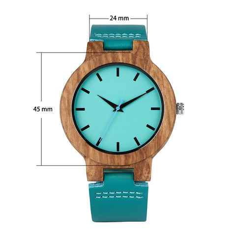 Minimalist Scale Blue Dial Quartz Wood Watches for Men Women Couple Styles Genuine Leather Lover's Wristwatches Zebrawood Watch