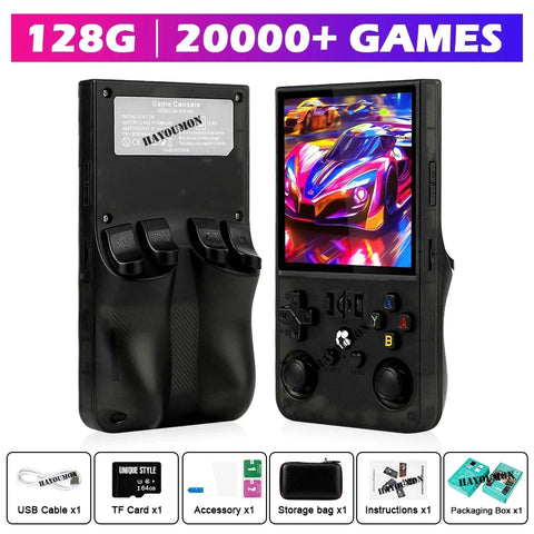 Yellow Pink Open Source R36 Max 4" IPS Screen RK3326 Chip Retro Handheld Video Game Console 64G 128G Portable Pocket Game Player