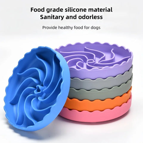 Dog Slow Food Bowl Food Grade Silicone Pet Slow Feeder Bowl with Suction Mat Dog Slow Eat Bowl Anti-choking Pet Feeding Supplies