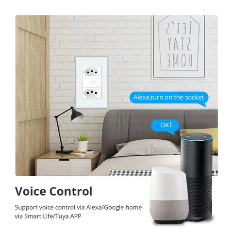 Zemismart Zigbee Brazil Socket Work with Tuya Smart  Life 10A 20A Brazil Outlets Alexa Google Home Control