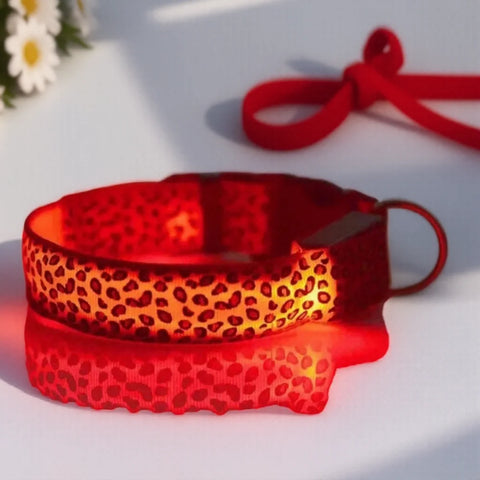 Adjustable Luminous LED Dog Collar Bright Nylon Collar Night Safety Pet Accessory for Dogs