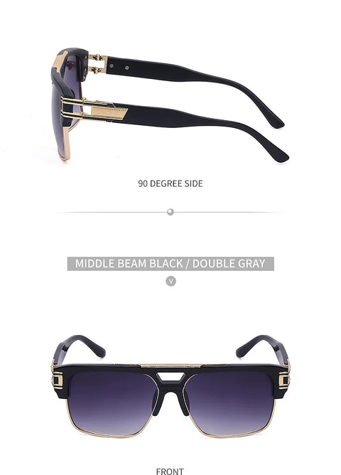 Luxury Stylish Brand Men Sunglasses Hot Designer Square Metal Sun Glasses Classic Fashion Driving Alpha Shades UV400