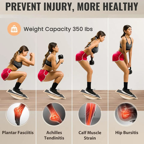 Wooden Balance Board for Leg Workout, Anti-Slip Rocker Board, Wobble Board for Standing Desk Home Gym Office Fitness Equipment