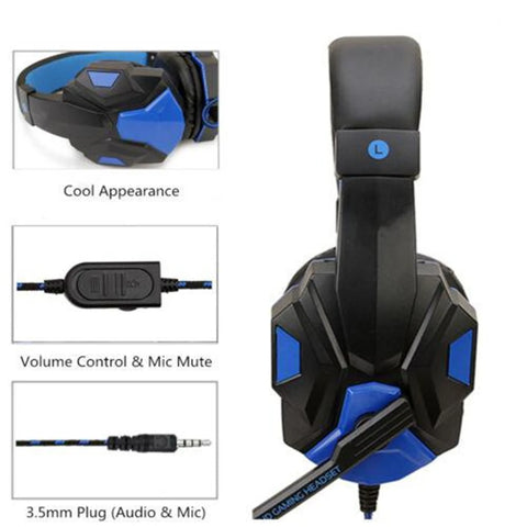 3.5mm Headphone Wired Gaming Headset Earphones Music For Computer With Mic Headset Stereo SVirtual Surround Bass LED Light Gamer