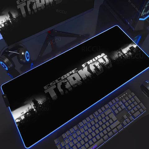 RGB Large Gaming Mouse Pad With Backlit Escape From Tarkov Mousepad PC Non-slip Rubber Desk Mat Computer Gamer Keyboard LED Rug