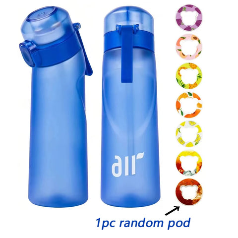 1pc Air Water Bottle With 1pc Random Flavor Pod Sports Fashion Straw Plastic Cup Leak Proof for Outdoor Sports Fitness
