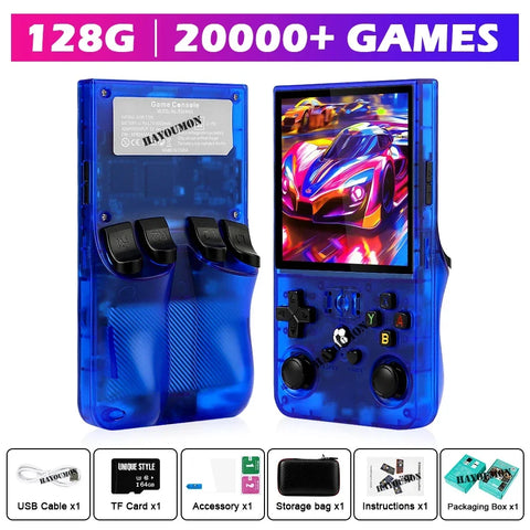 Yellow Pink Open Source R36 Max 4" IPS Screen RK3326 Chip Retro Handheld Video Game Console 64G 128G Portable Pocket Game Player