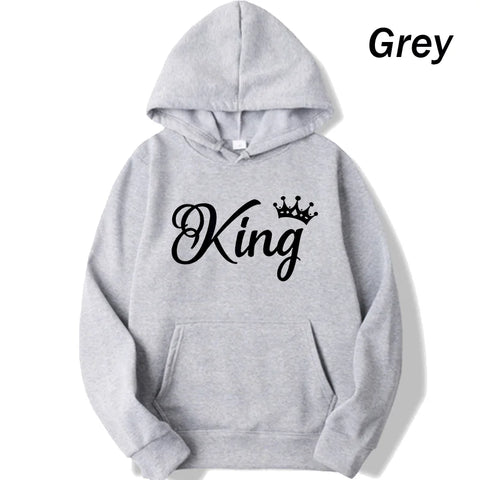Women And Men Couple Hoodies Long Sleeved Hoodies King And Queen Printed Lover Hooded Sweatershirt Couple Hoodies