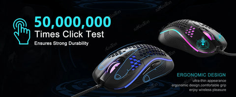 USB Wired Gaming Mouse with RGB Backlight 6 Levels 7200DPI Adjustable Ergonomic Design Mice for Office Laptop PC Computer Gamer