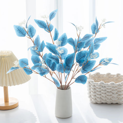 Artificial Plants Fake Leaves Three Pronged Eucalyptus Bonsai WeddingHome Decoration Indoor Dining Table Decoration Fake Potted