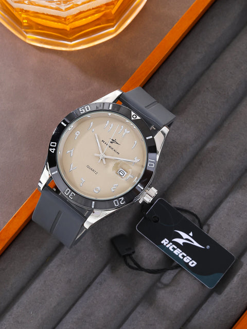Fashionable, sporty, minimalist, business wristwatch with quartz movement, large dial paired with three-dimensional graduations,