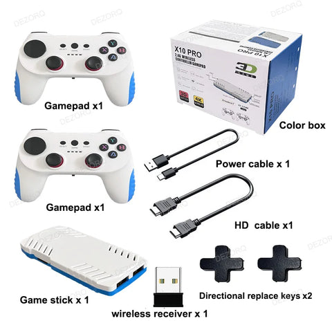2026 NEW X10 Pro  Game Stick 4K 128G 50000+ Games Video TV Game Console Wireless Gamepads Video Game Classic Arcade Games