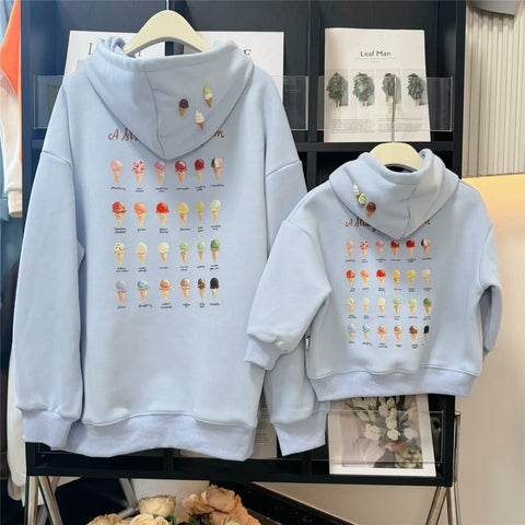 Hooded  Matching Warm Mom Dad Daughter Son Matching Top Clothing Sweatshirts Babyfor The Whole Family Romper Spring Hoodies