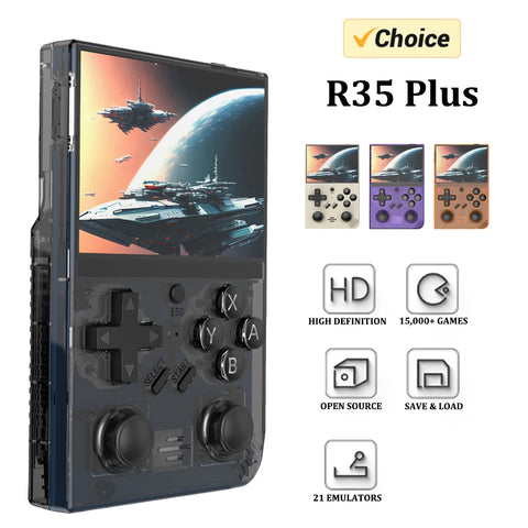 2026 New R35 Plus Retro Handheld Video Game Console Linux System 3.5 Inch IPS Screen Portable Pocket Video Player R36S 64G Games