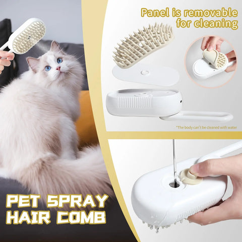 Steam Brush Cat Hair Steam Brush Steamy Cats Brush Electric Spray Pet Comb Grooming Removing Tangled and Loose Cats Accessories