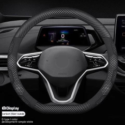 For Volkswagen VW Magotan Arteon Golf GTI Beetle CC Tiguan Bora Santana Carbon fiber Suede Car Steering Wheel Cover Accessories