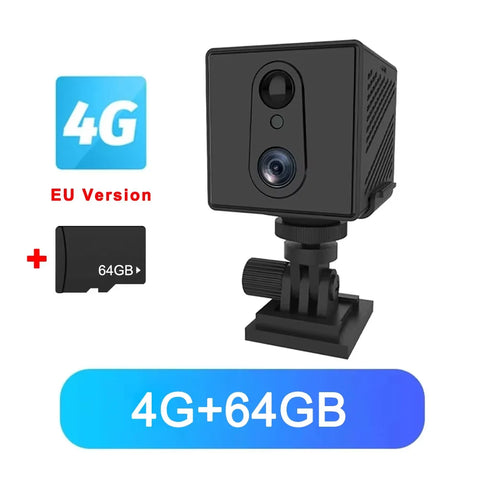 5MP Mini Camera 3000mAh Battery 64GB 4G SIM Card Surveillance Wifi Night Vision Motion Detection CCTV Two-way voice IP Camera