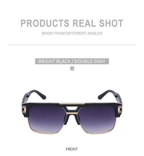 Luxury Stylish Brand Men Sunglasses Hot Designer Square Metal Sun Glasses Classic Fashion Driving Alpha Shades UV400