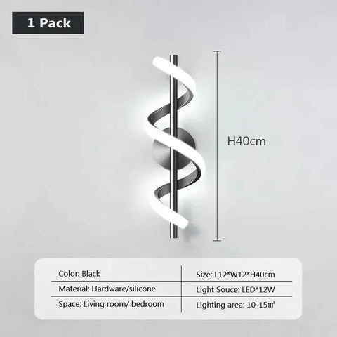 Minimalist Spiral Line LED Wall Lamp Creative Bedside Aisle Living Room Hotel Background Wall Home Decoration Lighting Fixtures