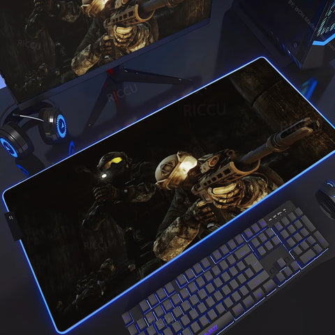 RGB Large Gaming Mouse Pad With Backlit Escape From Tarkov Mousepad PC Non-slip Rubber Desk Mat Computer Gamer Keyboard LED Rug