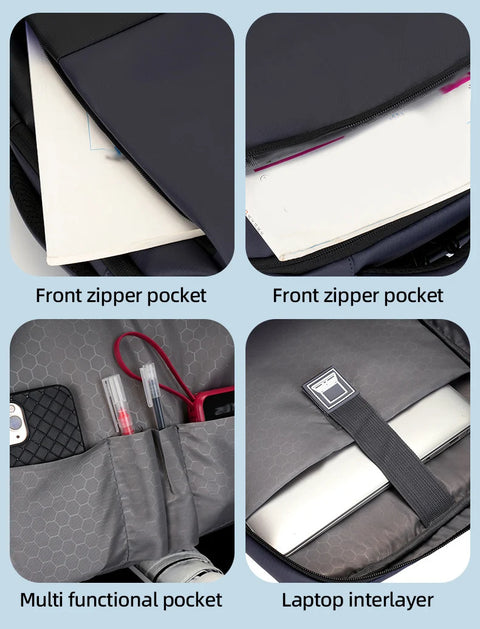 USB Business Backpack Commuting Hiking Camping Shopping Outdoor Travel Bag Laptop Computer Handbag Short Trip College Schoolbag