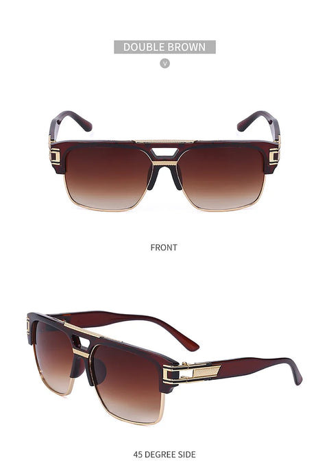 Luxury Stylish Brand Men Sunglasses Hot Designer Square Metal Sun Glasses Classic Fashion Driving Alpha Shades UV400