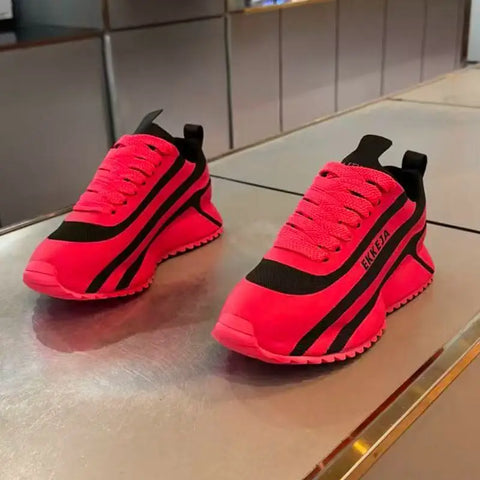 Chunky Sneakers Men Designer Soft Sole Sport Shoes Fashion Casual Leather Fabric Mesh Breathable Height Increased Platform Shoes