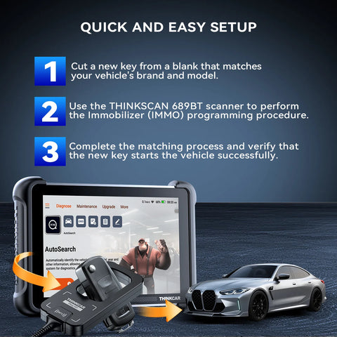 THINKCAR TKey101 Car Key Programmer IMMO Anti-theft Matching With 6 Remote Keys Work via THINKSCAN 689BT 689 MUCAR 892BT VO8