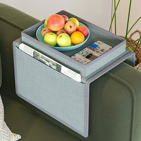 Sofa Storage Bag Living Room Sofa Armrest Organizer for TV Remote Control Cellphone Hanging Coffee Cup Tissue Storage Tray