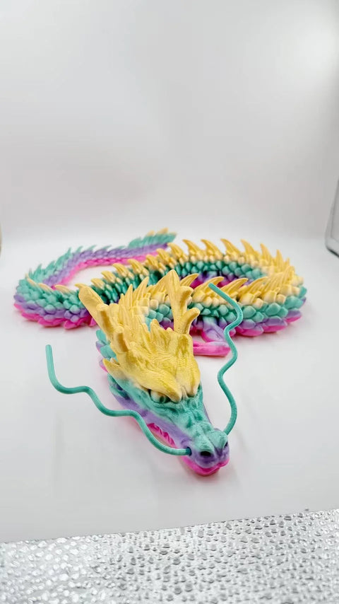 3D Printed Gemstone 90CM Dragon Model Animal Action Toy Desktop Decoration High Beauty Birthday Gift