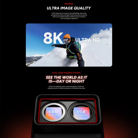 SJCAM SJ30 8K 20fps Action Camera Dual Lenses HD Night Video Flip Touchscreen 6-Axis Stabilization Sport Camera All-Day Power