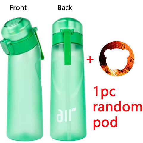 1pc Air Water Bottle With 1pc Random Flavor Pod Sports Fashion Straw Plastic Cup Leak Proof for Outdoor Sports Fitness