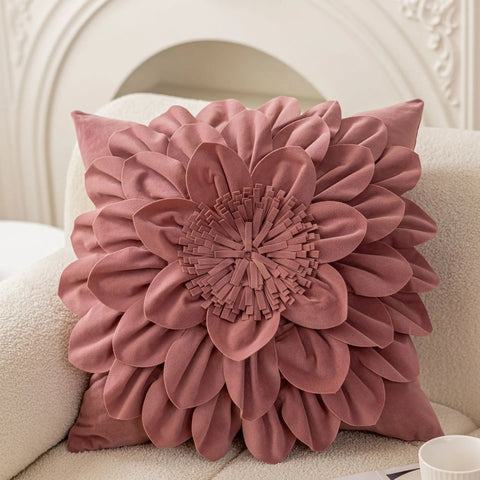 Flower Velvet Cushion Cover Luxury Handmade Splicing Petal Pillow Cover For Living Room Sofa Office Waist Back Cover Pillowcase