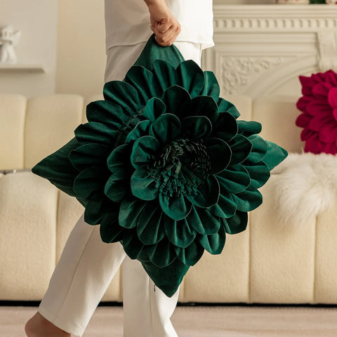 Flower Velvet Cushion Cover Luxury Handmade Splicing Petal Pillow Cover For Living Room Sofa Office Waist Back Cover Pillowcase