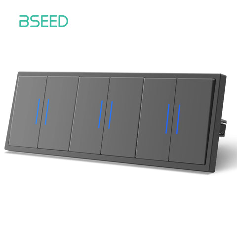 BSEED 1/2Gang Wall Light Switch Mechanical Buttons Switch 1Way EU Standard Plastic Frames LED Indicator Quick Wire Connection