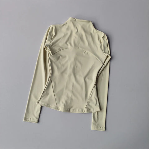 Women's Slim Fit Long Sleeve Sports Jacket Zip Fitness Yoga Workout Jacket Slim Tight Gym ActiveWear Top Running Jacket