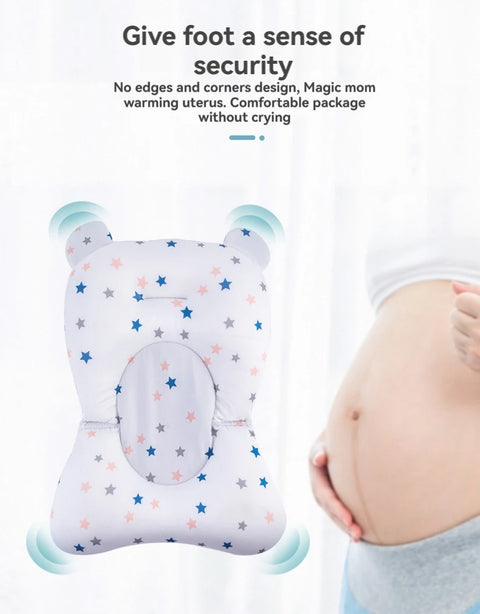 Foldable Baby Bath Tub with Bath Mat Newborn Support Seat Cushion Adjustable Bathtub Shower Mat Baby Bath Tub