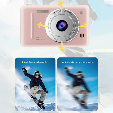 8-128GB D6 Digital Camera 4K HD Camera Recorder Music Player Touch Control Screen Vlogging Camera Night Vision 64MP Camcorder