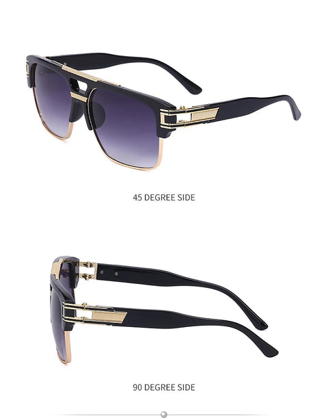 Luxury Stylish Brand Men Sunglasses Hot Designer Square Metal Sun Glasses Classic Fashion Driving Alpha Shades UV400