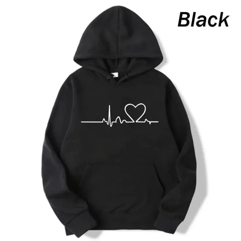 Women Casual Hoodies Heartbeat Print Men's women's Loose Hoodies Couple Sweatshirts Fashion HipHop Sweatshirt Harajuku Unisex