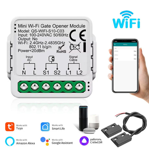 100-240V Tuya Zigbee/WiFi Garage Door Switch Smart Gate Opener Controller Module Voice App Control Work Alexa Google Assistant