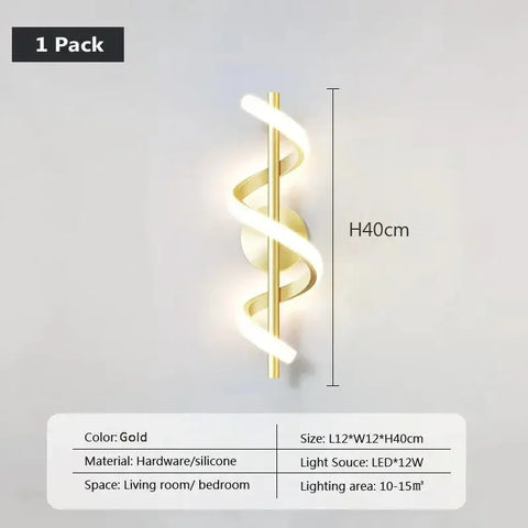 Minimalist Spiral Line LED Wall Lamp Creative Bedside Aisle Living Room Hotel Background Wall Home Decoration Lighting Fixtures
