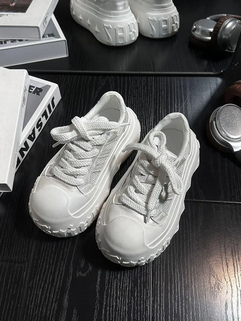 Korean Fashion Chunky Sneakers for Women Summer Platform Lightweight Designer Shoes High Street Leisure Soft Walking Shoes