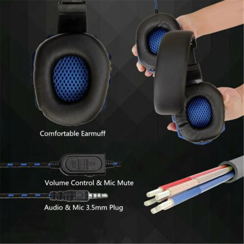 3.5mm Headphone Wired Gaming Headset Earphones Music For Computer With Mic Headset Stereo SVirtual Surround Bass LED Light Gamer