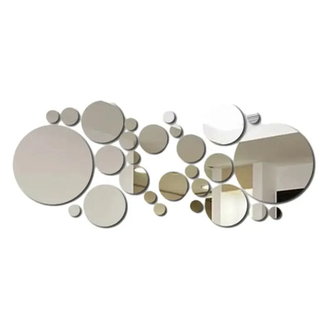 26pcs/Set 3D Round Mirror Wall Sticker Self-Adhesive Diy Decoration Bedroom Living Room Bathroom Background Decoration