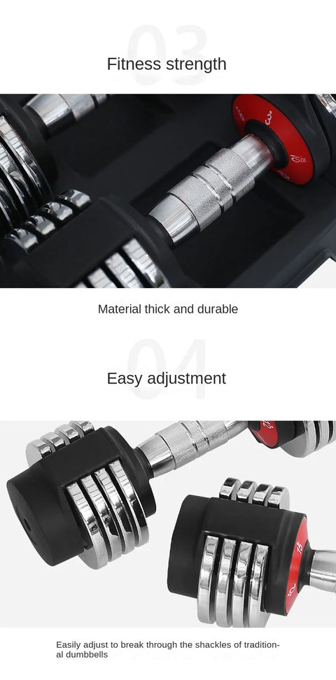 Adjustable dumbbell 15kg, quick adjustment for students, men and women, fitness home exercise equipment, adjustable dumbbell