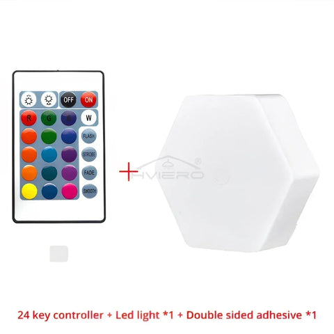 Honeycomb Wall Lamp RGB LED Quantum Wireless Hexagon Touch Sensor Night Light indoor Bedroom Cabinet Decoration remote Control
